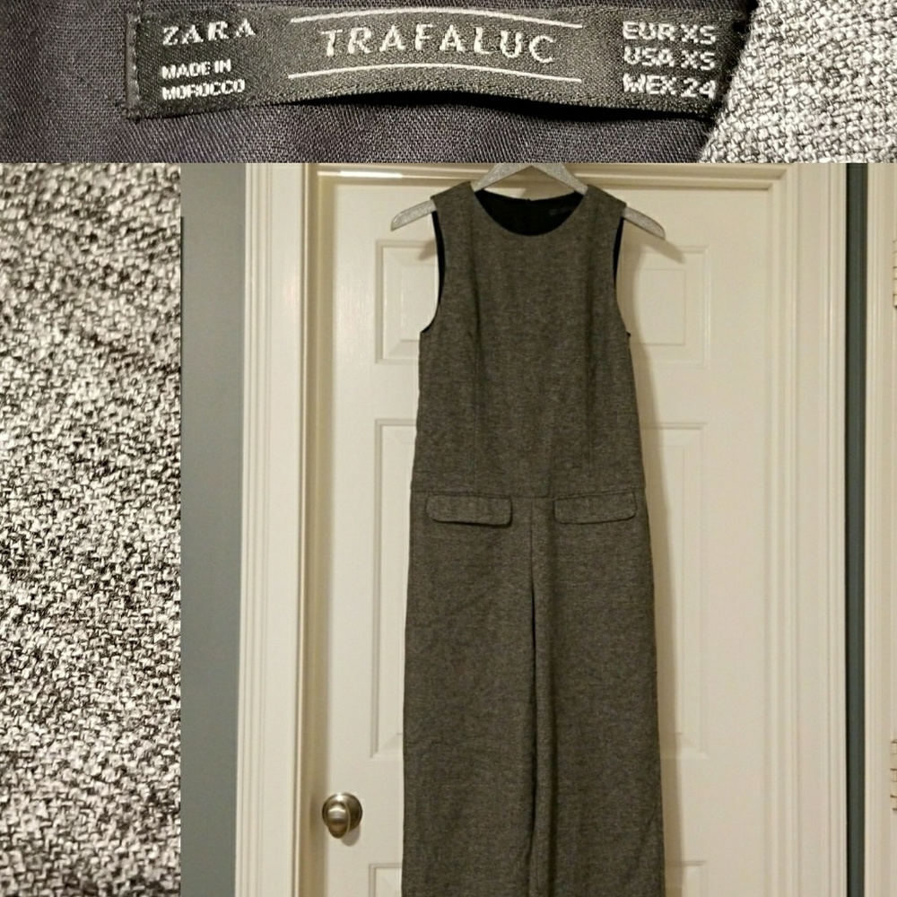Zara Trafaluc gray black lined jumpsuit